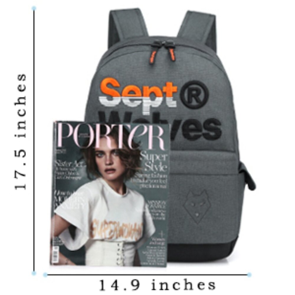 SeptWolves Sept Wolves Gray Mens Laptop Backpack - Picture 2 of 11